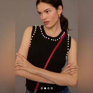 Anthropologie Pearl Trimmed Cropped Sweater Tank